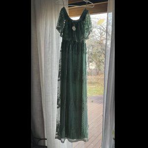 Pinkblush Maternity maxi lace overlay dress, sage green, size S